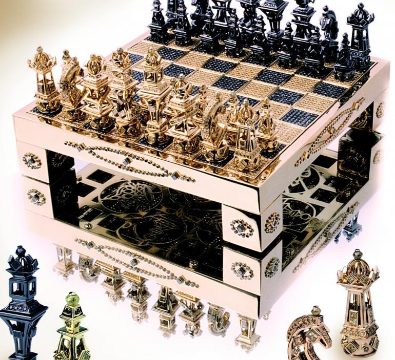 house of solid gold chess set diamond