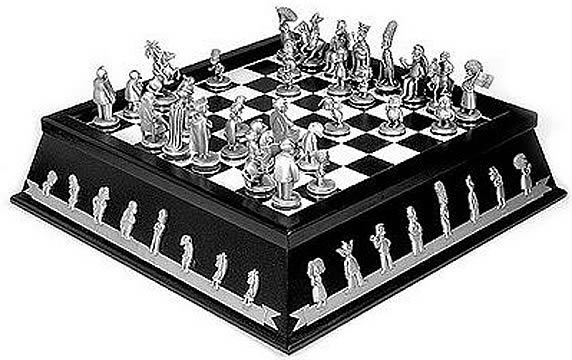 simpsons pewter chess set