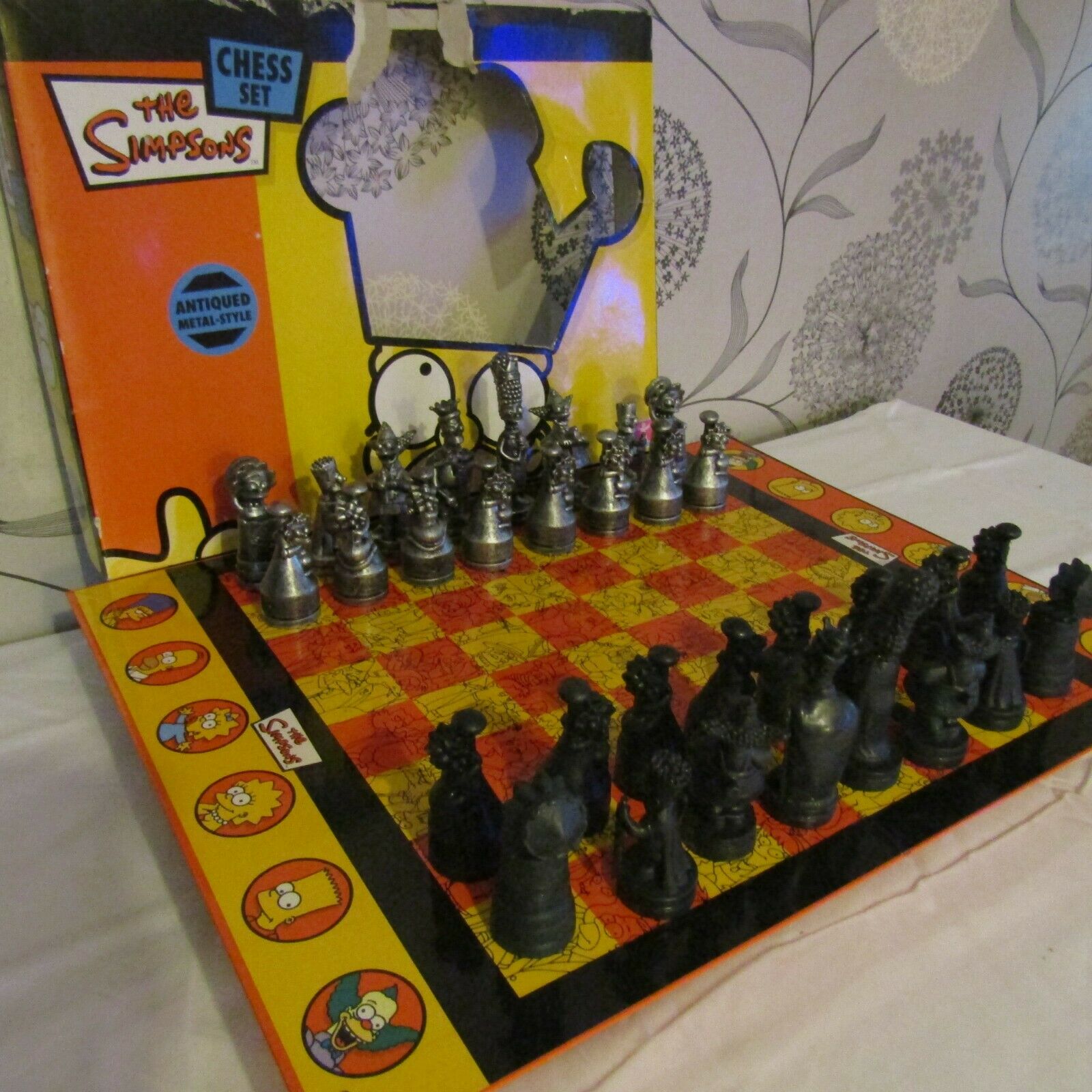 the simpsons chess set metal antique