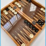 Massive Walnut Backgammon Chess Checkers Board Set