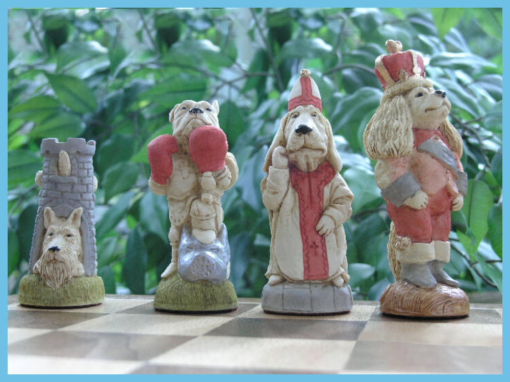 Colourful Cats and Dogs Chess Pieces