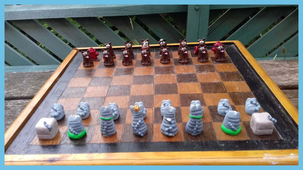 Cute Cartoonish Cats and Dogs Chess Set