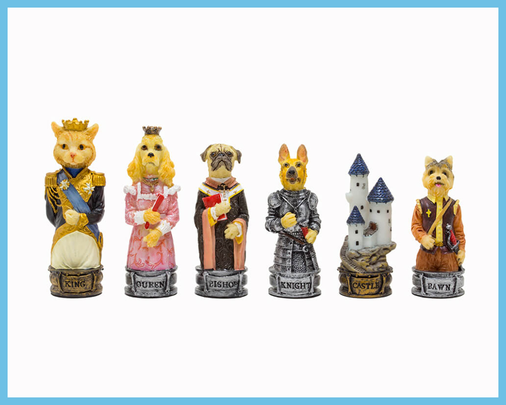 Early Modernity Cats and Dogs Chess Set