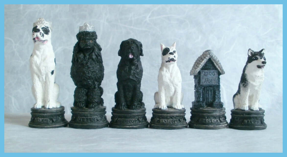 Plaster Dog Chess Set