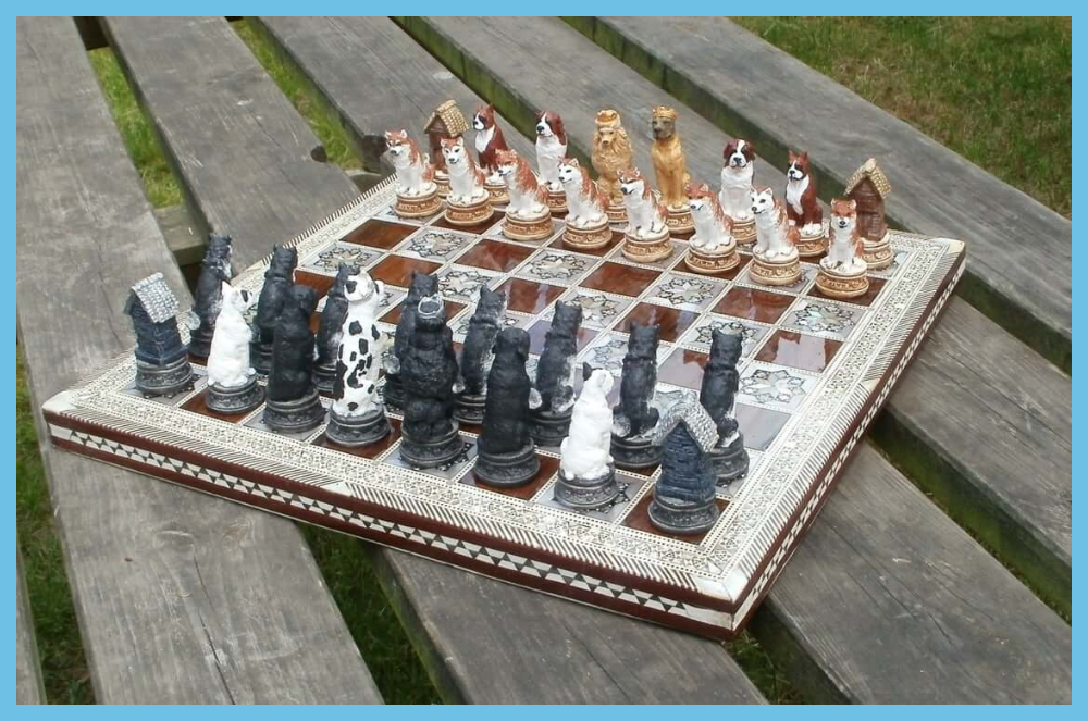 Plaster Dog Chess Set