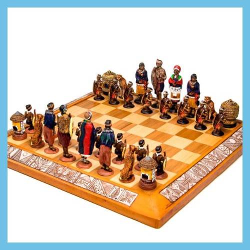 African Tribal Chess Set Zulu Small