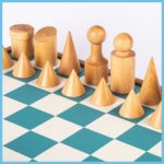 Bauhaus Style Turquoise Chess Set