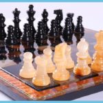 Black &Amp; Brown Alabaster Chess Set