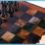 Black &Amp; Brown Alabaster Chess Set