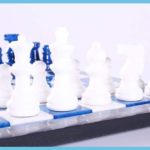 Blue &Amp; White Alabaster Chess Set