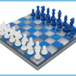 Blue &Amp; White Alabaster Chess Set