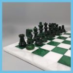 Green &Amp; White Alabaster Inlaid Chess Set