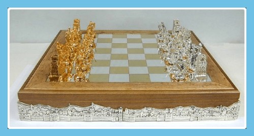 Large Sterling Silver Biblical Chess Set