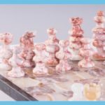 13 Onyx Chess Set - Pink And Swirled White