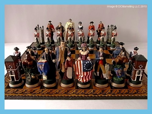 American War Of Independence Hand Painted Theme Chess Set