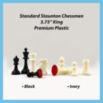 Granite Print Chess Staunton Premium Plastic Chessmen, 3.75 Inch King 15 Inch Board