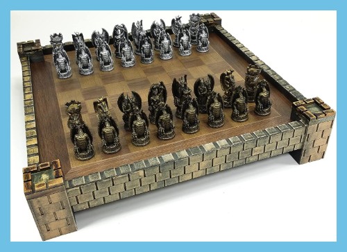 Hpl Dragon Fantasy Gothic Medieval Times Chess Board Set