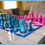 Light Blue &Amp; Pink Chess Set