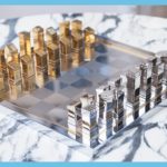 Rare Chrome And Brass Chess Set