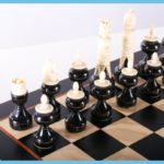 Rare Vintage Antique Bone And Wood Chessmen