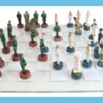 Us Army Versus Navy Military Chess Set Hand Painted With Glass Board