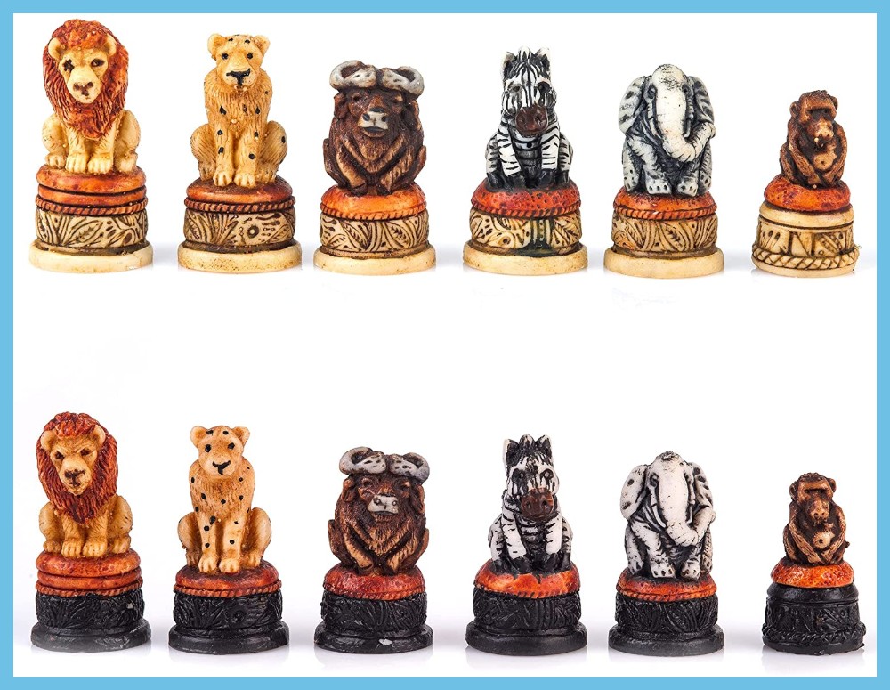 African Animal Chess Pieces
