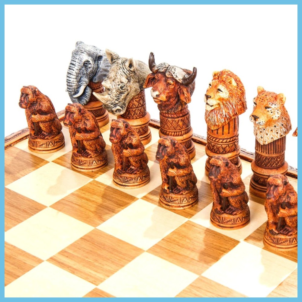Animal Hand Carved African Chess Pieces 5