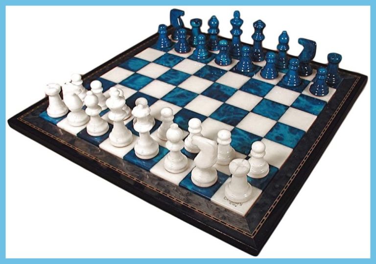 Blue Alabaster Chess Set