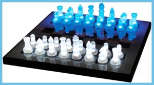 Blue Frosted Glass Chess Set