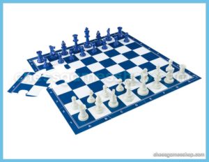 Blue and White Glass Chess Set