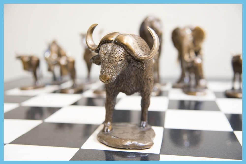 Bronze Safari Animal Chess Pieces 4