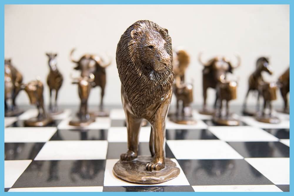 Bronze Safari Animal Chess Pieces 5