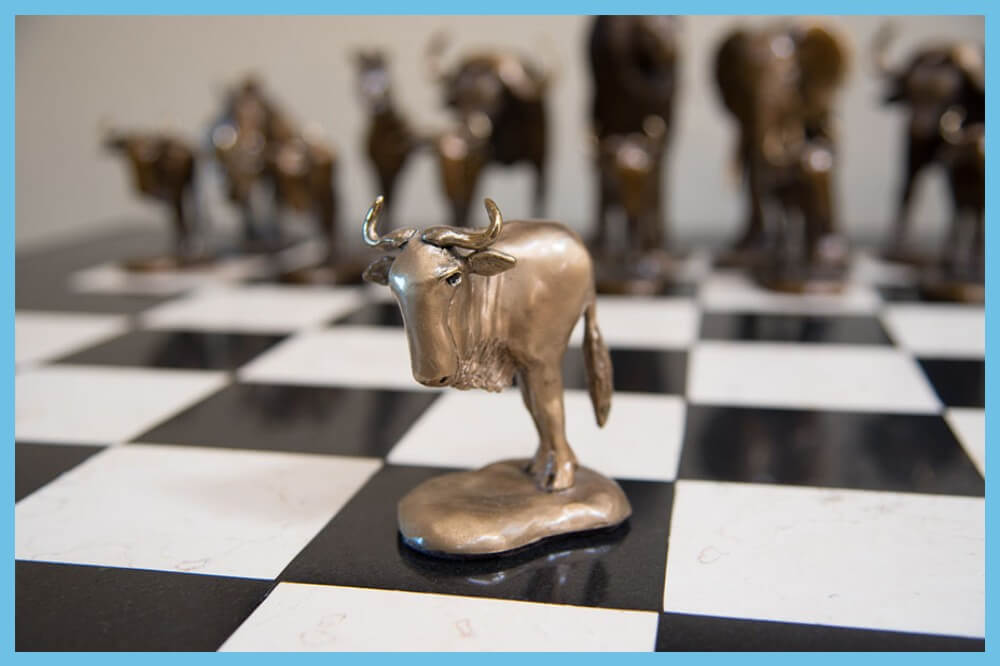 Bronze Safari Animal Chess Set 1