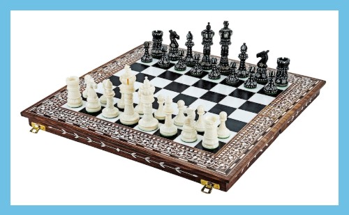 King Cross Staunton in Bone Chess Sets