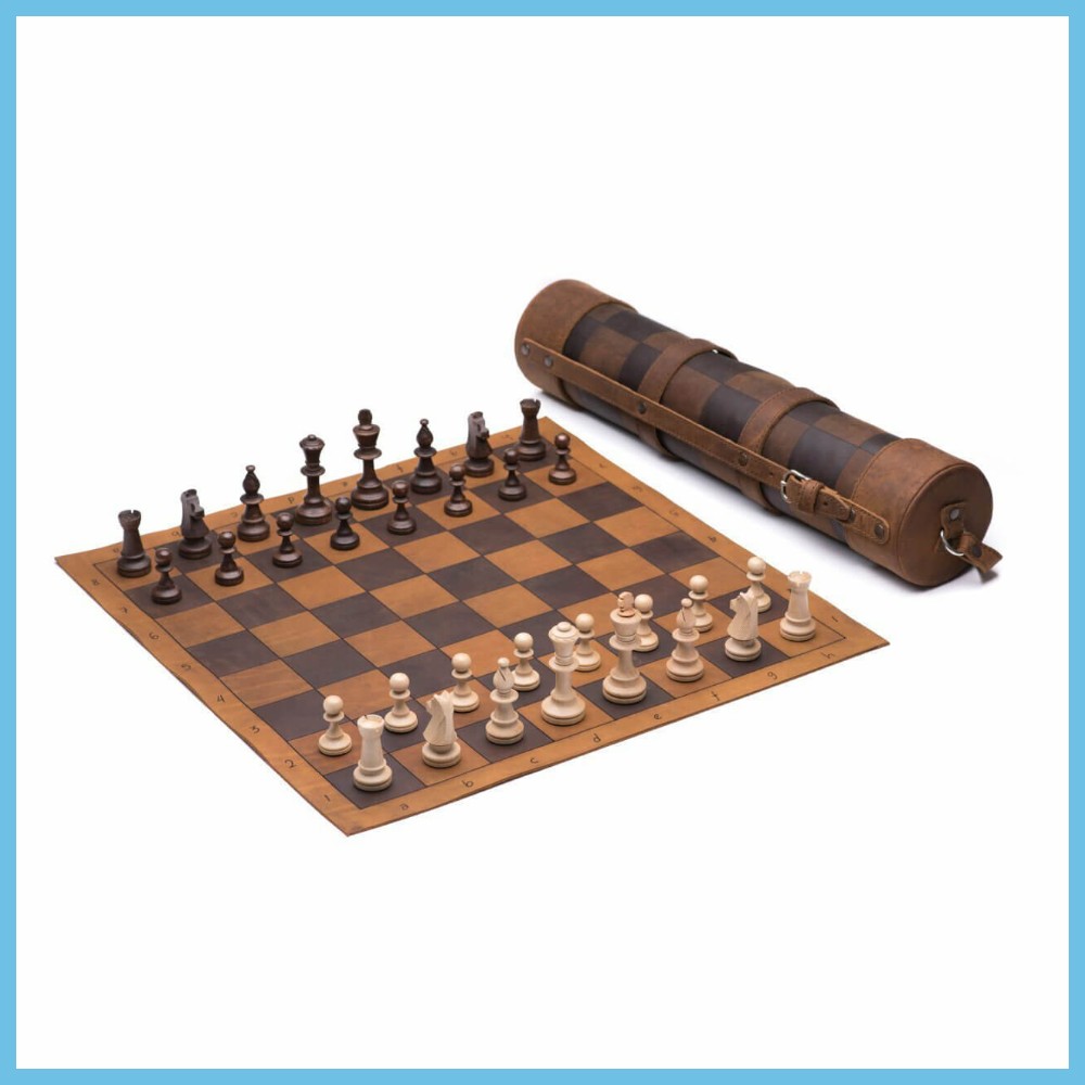 Leather Roll up Travel Chess Set (1)