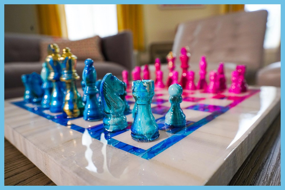 Pink Blue Chess Pieces