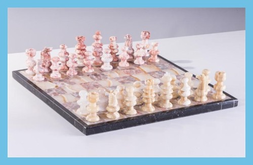 Pink Marble Chess Set