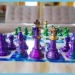 Purple Marble Chess Pieces