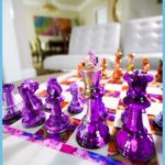 Purple And Orange Marble Chess Pieces