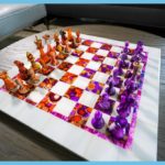 Purple and Orange Marble Chess Set 1