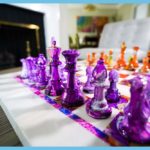 Purple and Orange Marble Chess Set 7