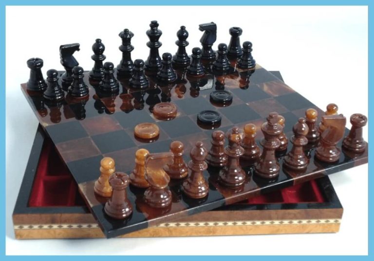 Black and Brown Alabaster Chess Set