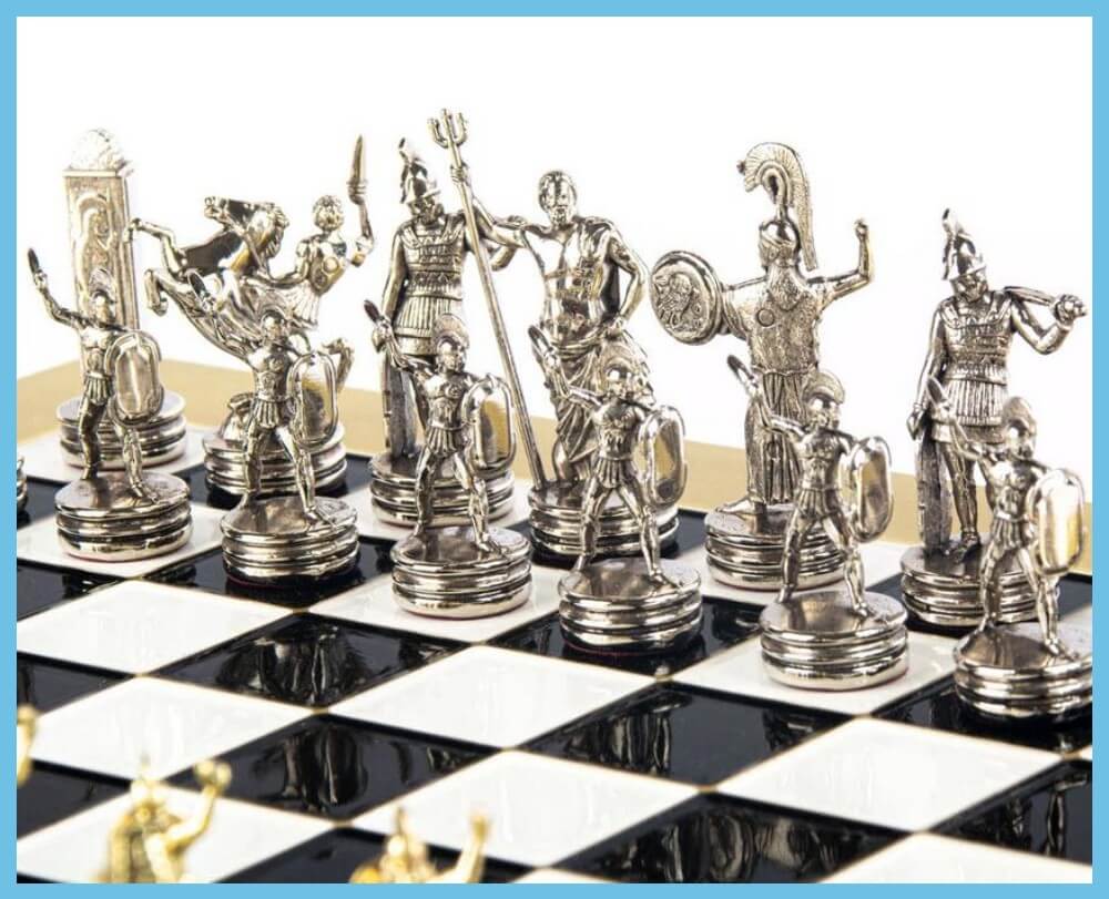 Black and White Greek Mythology Chess Pieces 1