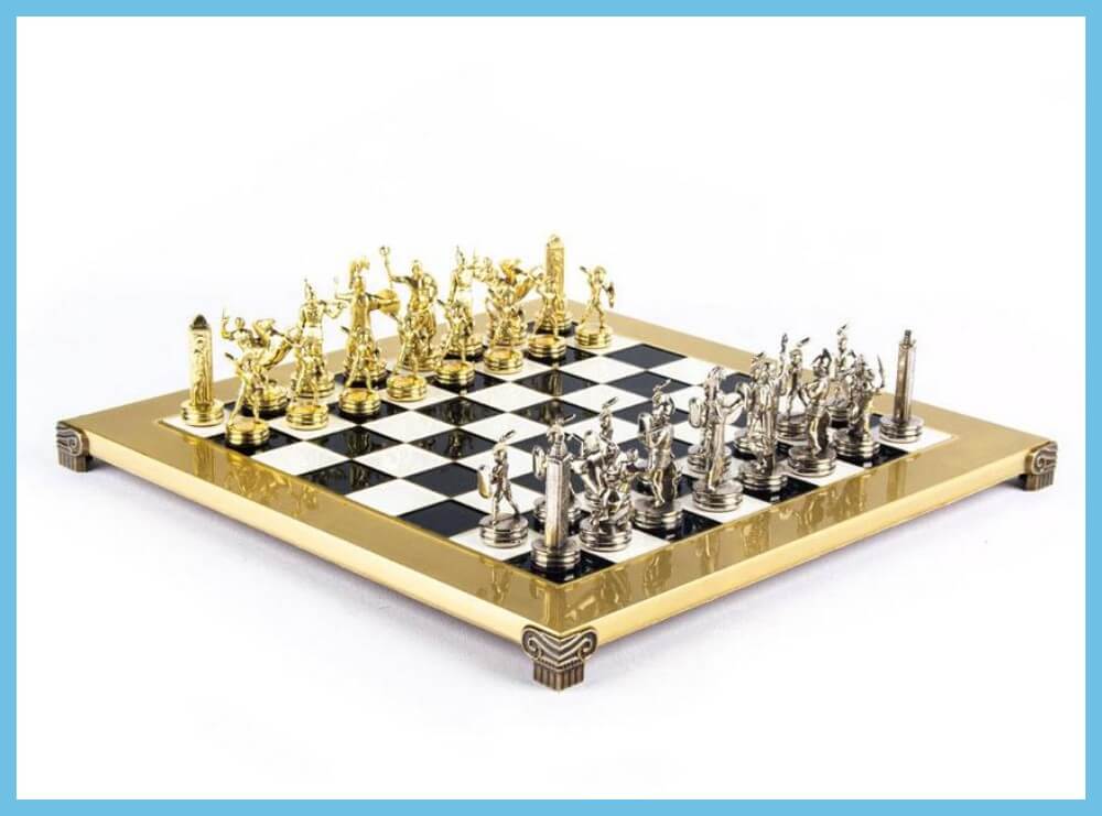 Black And White Greek Mythology Chess Set