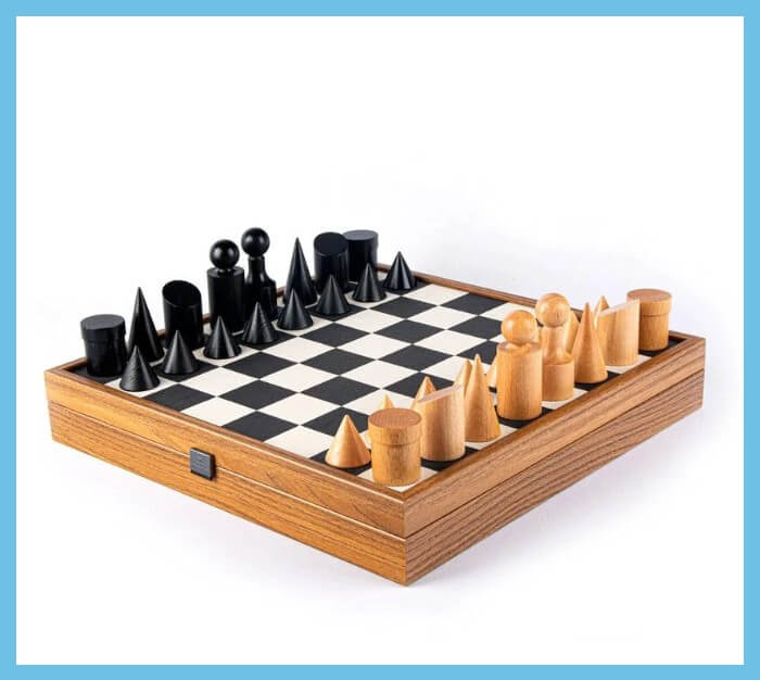 Geometric Style Black and White Chess Sets