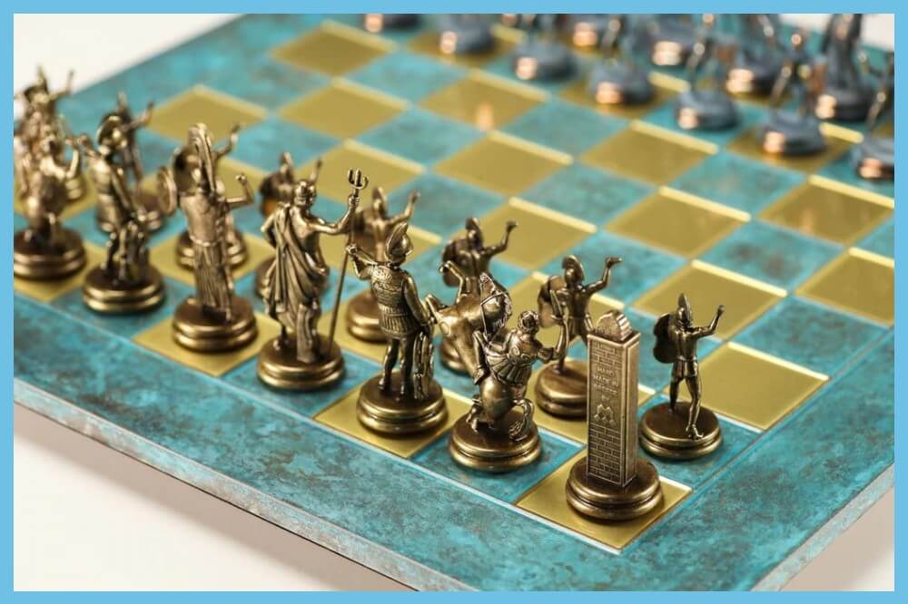 Gold and Silver Greek Mythology Chess Set