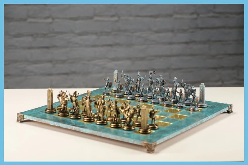 Gold and Silver Greek Mythology Chess Sets