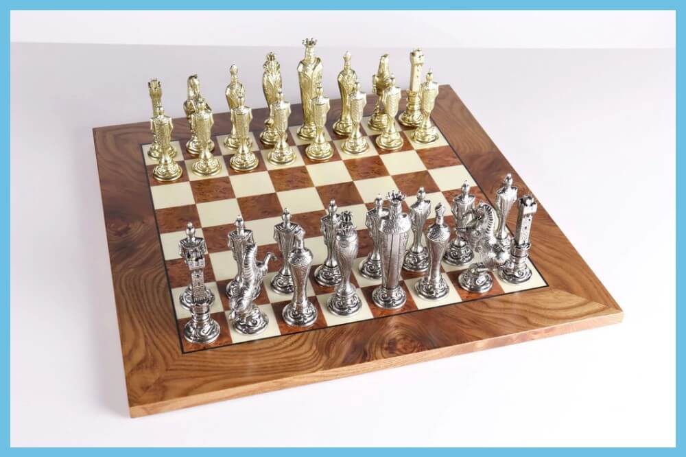 Large Metal Renaissance Greek Chess Set