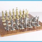 Large Metal Renaissance Greek Chess Sets