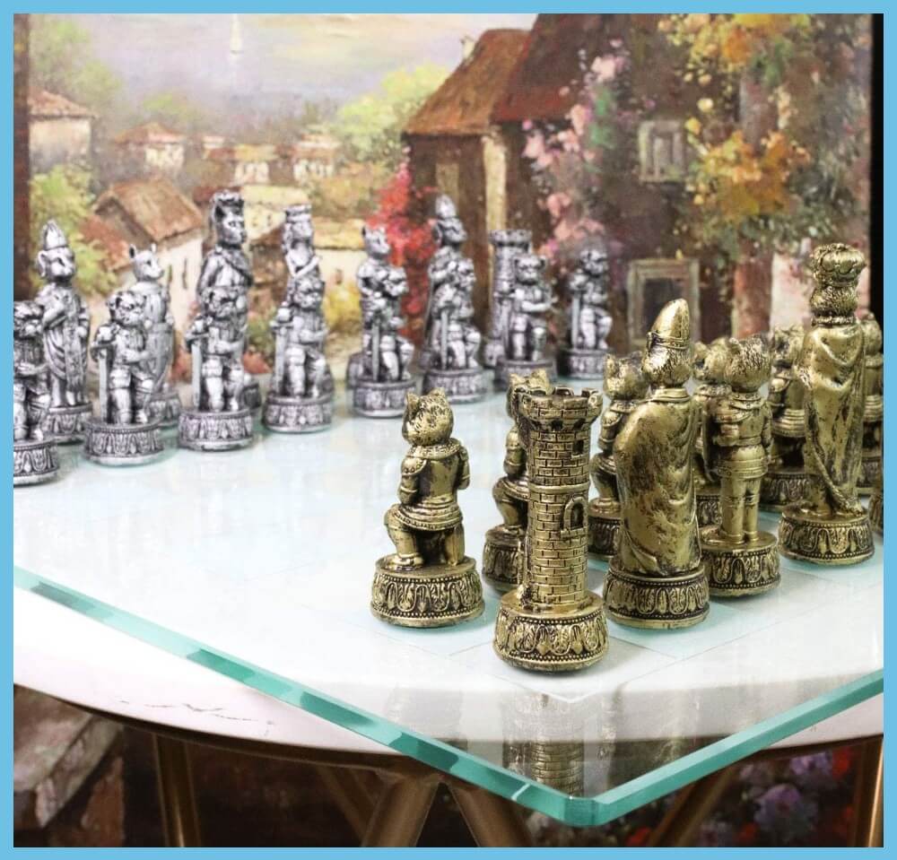 Cats Vs Dogs Frosted Glass Chess Pieces